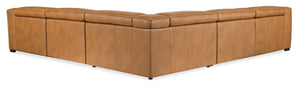 Hooker Furniture Fresco Modular 5-Seat Sectional In Warm Caramel Semi-Aniline Leather With Power Recline & Headrests 134.00 L x 134.00W x 30.50H SS404-5PC4-080