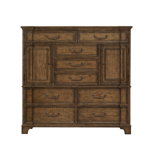 Revival Row 9-Drawer Master Chest with Cabinets Brown with Village Lane Finish P348-BR-K11 Pulaski Furniture