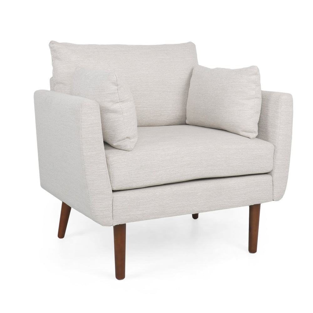 English Elm Christopher Knight Home® - CLUB Club Chair Upholstered Fabric Accent Chair with Walnut Birch Legs, Modern Sophisticated Seating Appeal Beige 30.25 L x 25.75 W x 21 H 71573.00
