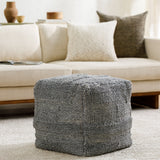 Gabon GNPF-001 18"H x 18"W x 18"D Pouf GNPF001-181818  Light Silver, Dark Grey, Grey, Pewter, Charcoal, Metallic - Silver, Sage Surya