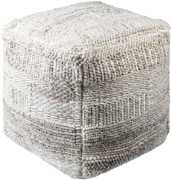 Gabon GNPF-002 18"H x 18"W x 18"D Pouf GNPF002-181818  Light Silver, Sage, Metallic - Silver, Nickel, Pale Slate Surya