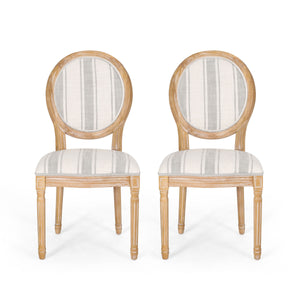 English Elm Christopher Knight Home® - Kd Elegant Upholstered Dining Chairs Set - French Country Style With Round Backrest & Fluted Legs 60352.00GRYLNN