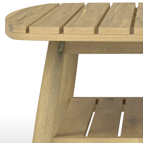 English Elm Bayshore Light Teak Outdoor Coffee Table — Solid Acacia Slatted Top, Weather-Resistant, 43.3" W B136P159365