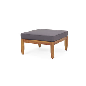 English Elm Christopher Knight Home® - Aston Teak Acacia Wood 3-Seater Outdoor Sofa Chat Set with Ottoman, Slat Design & Water-Resist Cushions 73001.00DGRY_74100.00DGRY
