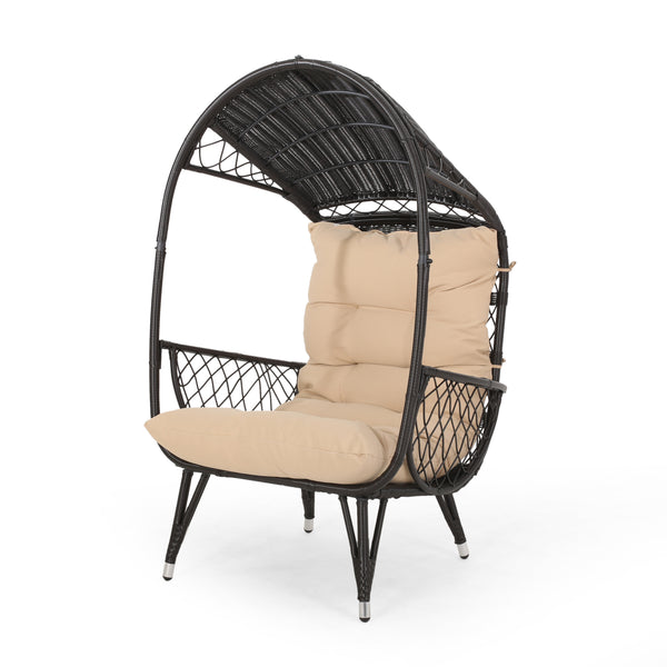 English Elm Christopher Knight Home® - MALIA Wicker Standing Basket Chair with Water-Resistant Cushion, Iron Frame, Handcrafted Outdoor Cozy Retreat Brown 68018.00BTN