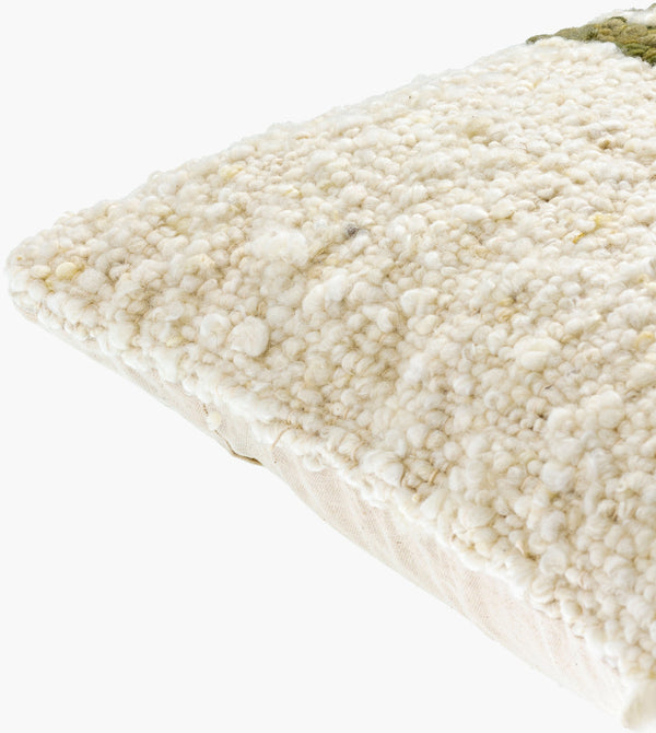 Surya Dagny Luxurious 18"X18" Wool & Cotton Accent Pillow – Elegant Home Decor With Intricate Stitching Ivory Wool,Cotton,Cotton Gny001-2222