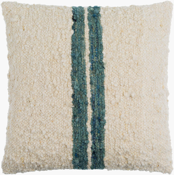 Surya Dagny Luxurious 18"X18" Wool & Cotton Accent Pillow – Elegant Home Decor With Intricate Stitching Deep Teal Wool,Cotton,Cotton Gny003-1818