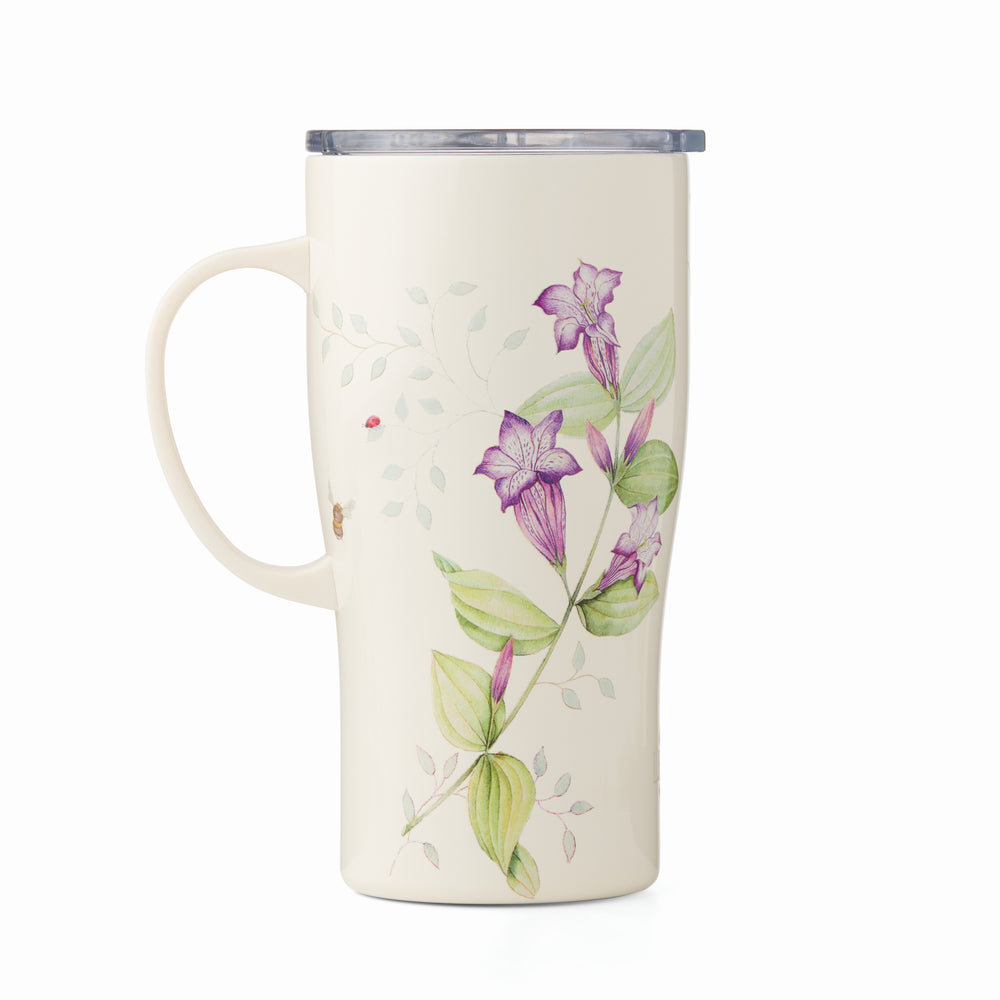 Lenox Butterfly Meadow Purple Flowers Stainless Steel Car Coffee Mug Ivory, IVORY METAL 895750