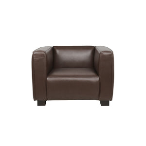 English Elm Christopher Knight Home® - CLUB Chair with Tuxedo Silhouette, Faux Leather Upholstery and Bold Birch Wood Legs for Comfort Dark Brown 31.75 L x 24.5 W x 22.5 H 71800.00