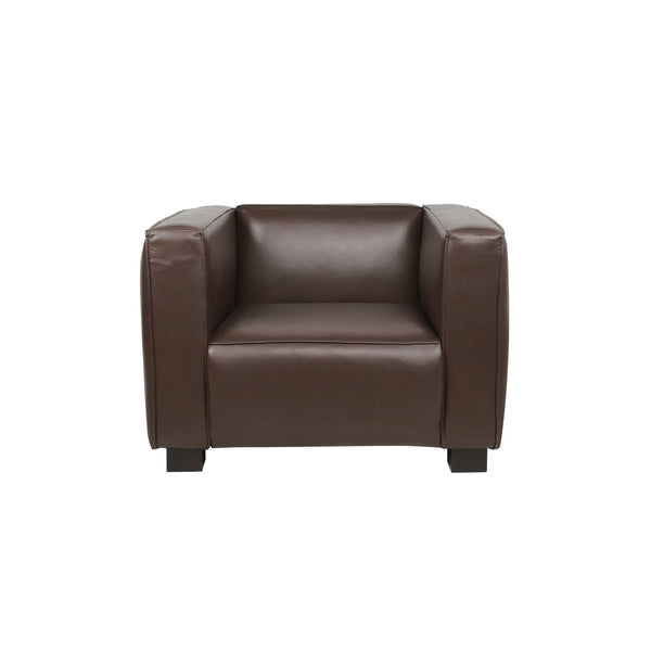 English Elm Christopher Knight Home® - CLUB Chair with Tuxedo Silhouette, Faux Leather Upholstery and Bold Birch Wood Legs for Comfort Dark Brown 31.75 L x 24.5 W x 22.5 H 71800.00