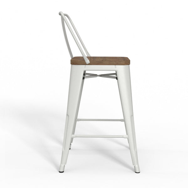 English Elm Rayne - Set Of 2 Stylish Metal & Elm Wood Counter Height Stools For Modern Dining & Kitchen Spaces B136P159493-GIGA