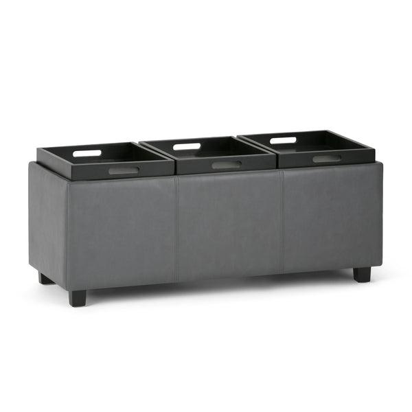 English Elm Avalon Storage Ottoman In Stone Grey - Stylish Multi-Functional Bench With Hidden Storage & Trays B136P158113