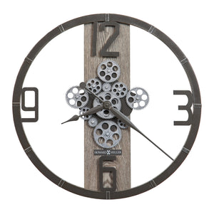 Hekman Furniture 625798 Oversized Mikkel Wall Clock With Moving Gears, Charcoal & Seaside Gray Design, Quartz Movement  Mikkel Wall Clock 625798
