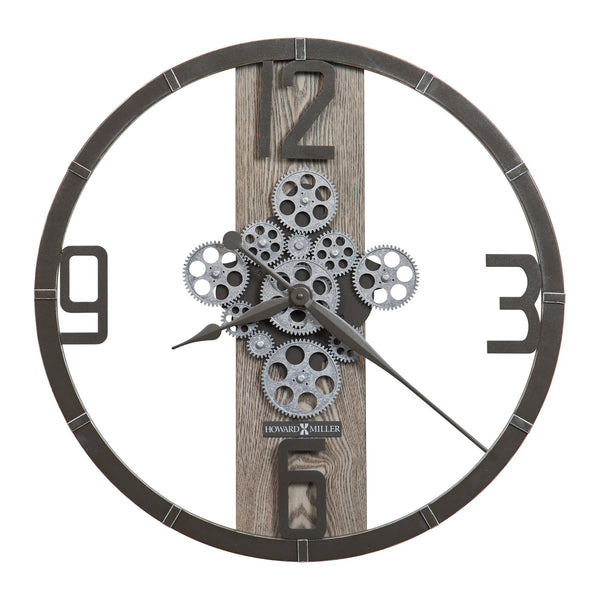 Hekman Furniture 625798 Oversized Mikkel Wall Clock With Moving Gears, Charcoal & Seaside Gray Design, Quartz Movement  Mikkel Wall Clock 625798
