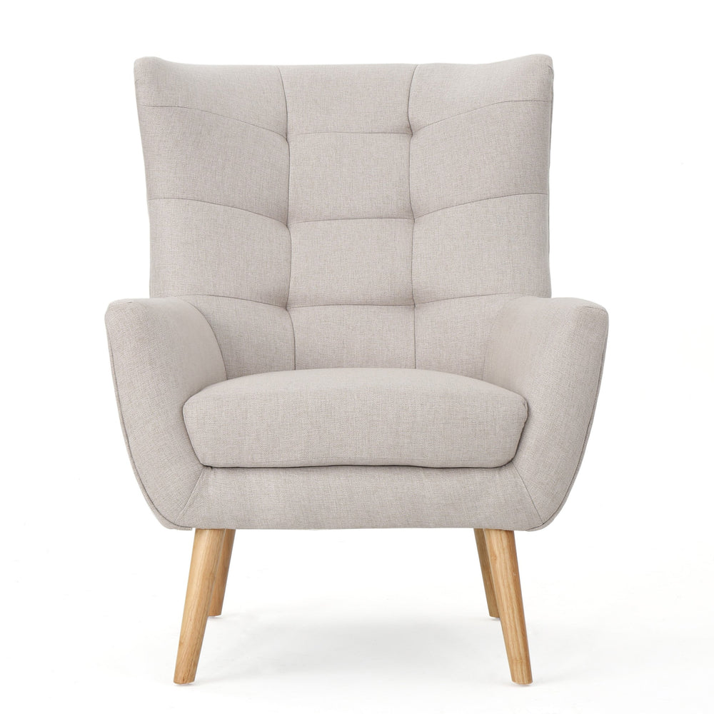 English Elm Club Chair Tufted Back Rubberwood Legs Mid-century Modern Accent Seat for Living Rooms 60751.00WET
