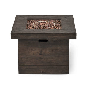 English Elm Anchorage Square Mgo Wood Burning Fire Pit Outdoor Patio Heat 40000 Btu Grey 57551.00BRN-40K