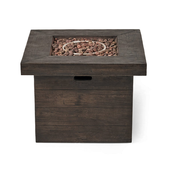 English Elm Anchorage Square Mgo Wood Burning Fire Pit Outdoor Patio Heat 40000 Btu Grey 57551.00BRN-40K
