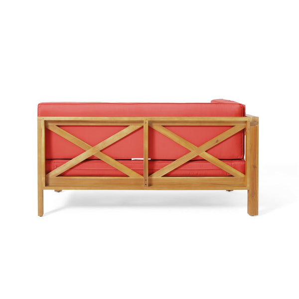 English Elm Christopher Knight Home® - Brava X-Back Left Corner Bench Set For Stylish Indoor/Outdoor Comfort - Durable Acacia Wood Design 57967.00RED2