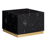 Homelegance By Top-Line Blaise Faux Marble Coffee Table with Casters Black Marble