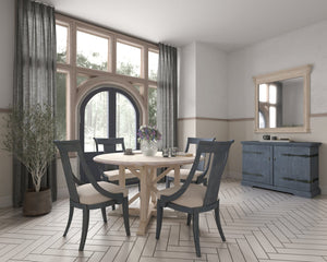 A.R.T. Furniture Alcove Round Dining Table - Elegant Belgian Ivory Finish With Extendable Leaf For Stylish Gatherings White Acacia Solids,Maple Veneers 321225-2817