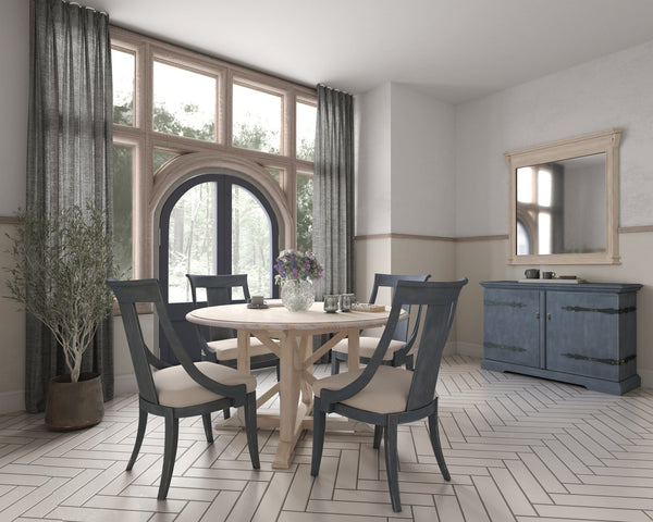 A.R.T. Furniture Alcove Round Dining Table - Elegant Belgian Ivory Finish With Extendable Leaf For Stylish Gatherings White Acacia Solids,Maple Veneers 321225-2817