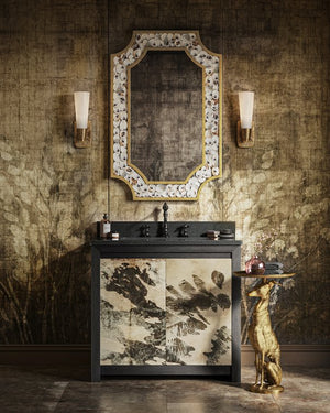 Currey & Company Bonaz Brass Bath Wall Sconce - Sculptural Design With Soft Glow, Dimmable And Damp Rated Accent Light Gold Glass ,Brass 5800-0067-currey-company