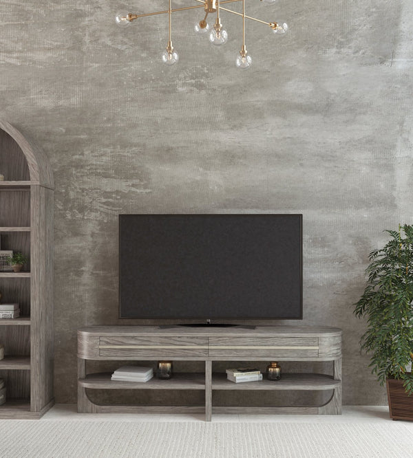 A.R.T. Furniture Vault Entertainment Console - New Traditional Mink Finish With Spacious Drawers & Stylish Shelf Design Gray Parawood Solids,White Oak Veneers 285422-2354