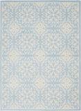 Nourison Jubilant JUB06 Machine Made Power-loomed Narrow Border Indoor Only Farmhouse Contemporary Rug Ivory,Light Blue, Light Blue 100% Polypropylene 99446478467