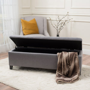 English Elm Ottoman Bench Seat with Lift Top Hidden Storage Polyester Upholstered Entryway Piece Grey 60159.00GRY