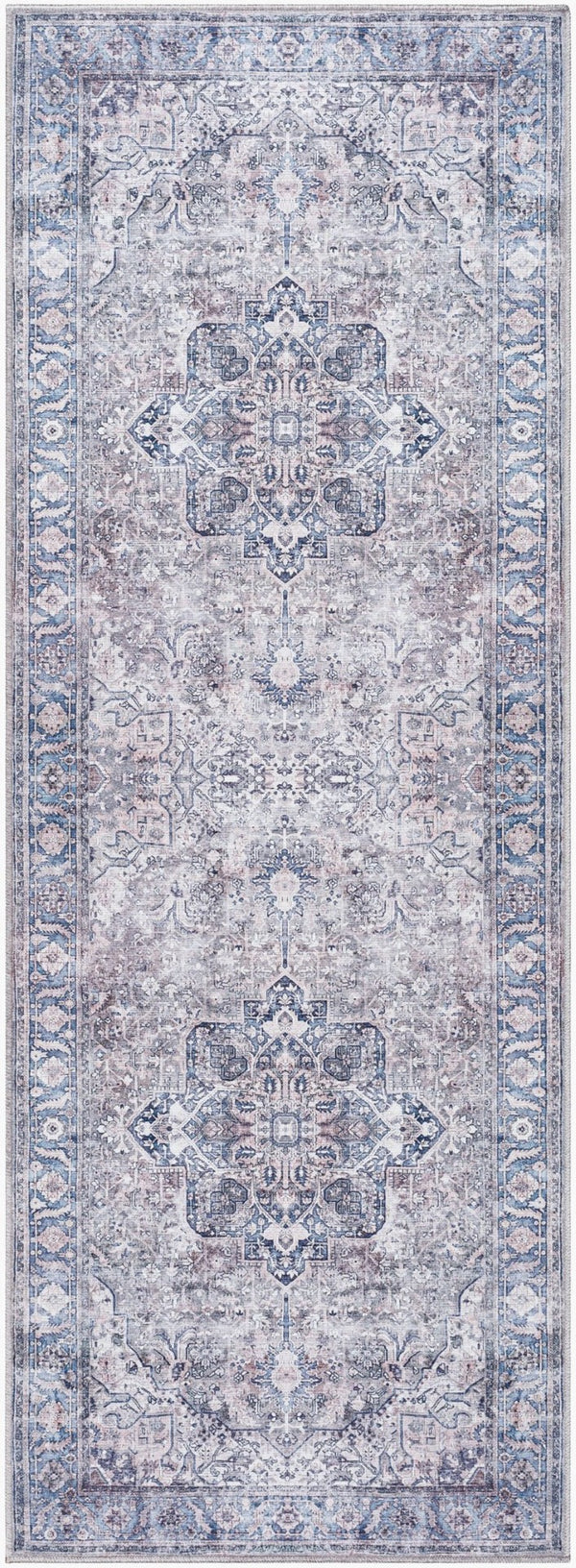 Livabliss Georgina Flatweave Runner Rug Machine Woven Polyester for Hallway and Entryway Use Cream, Gray 2'7" x 12' GOR2303-2712