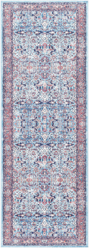 Livabliss Georgina Flatweave Runner Rug Polyester Machine Woven for Hallway or Entryway Denim, Brown 2'7" x 12' GOR2304-2712