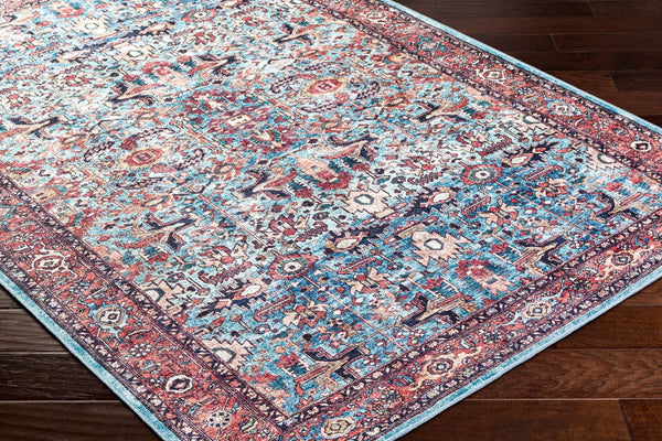 Livabliss Georgina Flatweave Runner Rug Polyester Machine Woven for Hallway or Entryway Denim, Brown 6'7" x 9' GOR2304-679