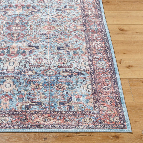 Livabliss Georgina Flatweave Runner Rug Polyester Machine Woven for Hallway or Entryway Denim, Brown 6'7" x 9' GOR2304-679