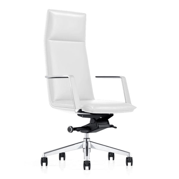 VIG Furniture Gorsky Modern High-Back Executive Ergonomic Chair With Vegan Leatherette, Tilt Lock & 330 Lb Capacity White Office Chair VGFUA1819-WHT-OC