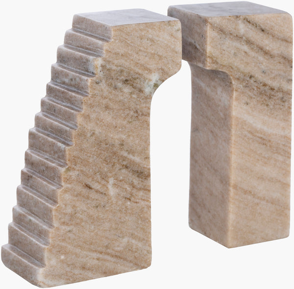 Surya Gates Of Troy Decorative Accent Bookend - Modern Stone Design, Eye-catching Home Décor, 7"H X 3"W Gray Stone Got001-set