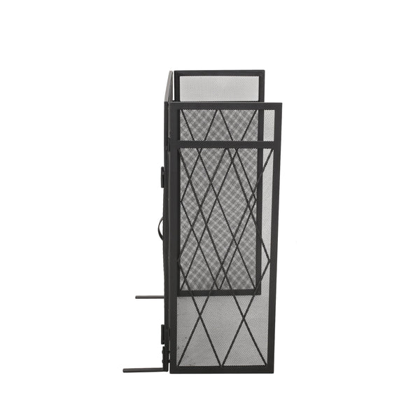English Elm Christopher Knight Home® - FOLDING Folding Screen with Door Matte Black Iron Room Divider Privacy Panel Durable 34.25x28.25x4.5" 67300.00MTBLK