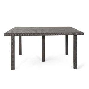 English Elm Christopher Knight Home® - FIONA Outdoor 64" Square Wicker Dining Table – Durable Iron Frame Patio Table for Large Gatherings Brown Multi 66.75 L x 35.25 W x 7.25 H 62333.00MBRN