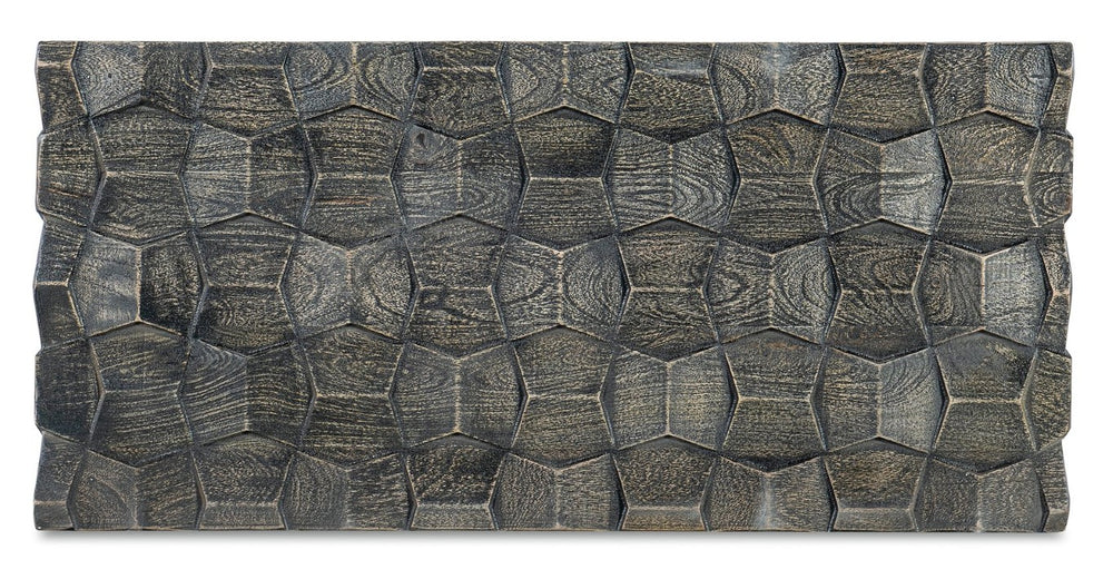 Hooker Furniture Commerce Chiseling Cocktail Table — Sculptural Mango Wood Square Table, Chiseled Carved Black Finish, Durable Elegance 7228-80151-99