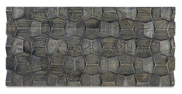 Hooker Furniture Commerce Chiseling Cocktail Table — Sculptural Mango Wood Square Table, Chiseled Carved Black Finish, Durable Elegance 7228-80151-99