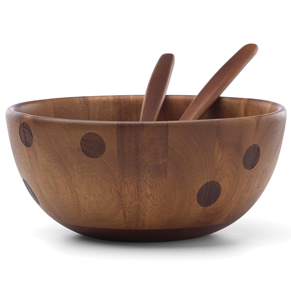 Lenox Kate Spade Deco Dot Salad Bowl with Servers White, BROWN,WOOD WOOD 875398