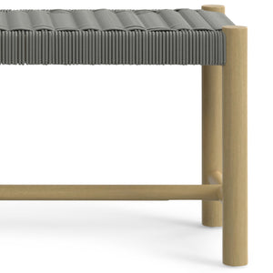 English Elm Dahlia - Elegant Grey Bench For Indoor & Outdoor Use, Weather-Resistant Acacia Wood & Rope Design B136P159357