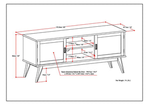 English Elm Draper - Elegant Mid-Century Low Tv Media Stand In Teak Brown With Storage & Cable Management Solutions B136P158153