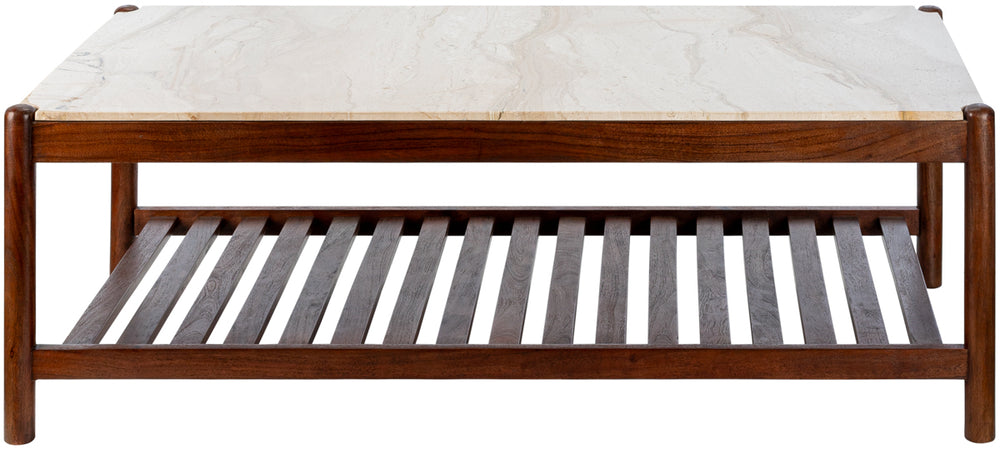 Guapa GPA-002 16"H x 24"W x 48"D Coffee Table GPA002-162448  Top: Cream; Base: Brown Surya