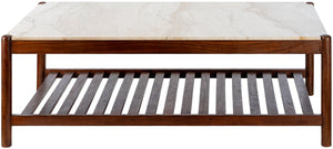 Guapa GPA-002 16"H x 24"W x 48"D Coffee Table GPA002-162448  Top: Cream; Base: Brown Surya