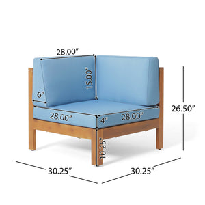 English Elm Brava Solid Acacia Cross-back Outdoor Corner Chair with Water-resistant Cushion 64489.00BLU