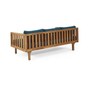 English Elm Christopher Knight Home® - Claremont 3 Seater Daybed - Stylish Teak-Finished Acacia Wood, Water-Resistant Cushions For Comfort 66327.00DT