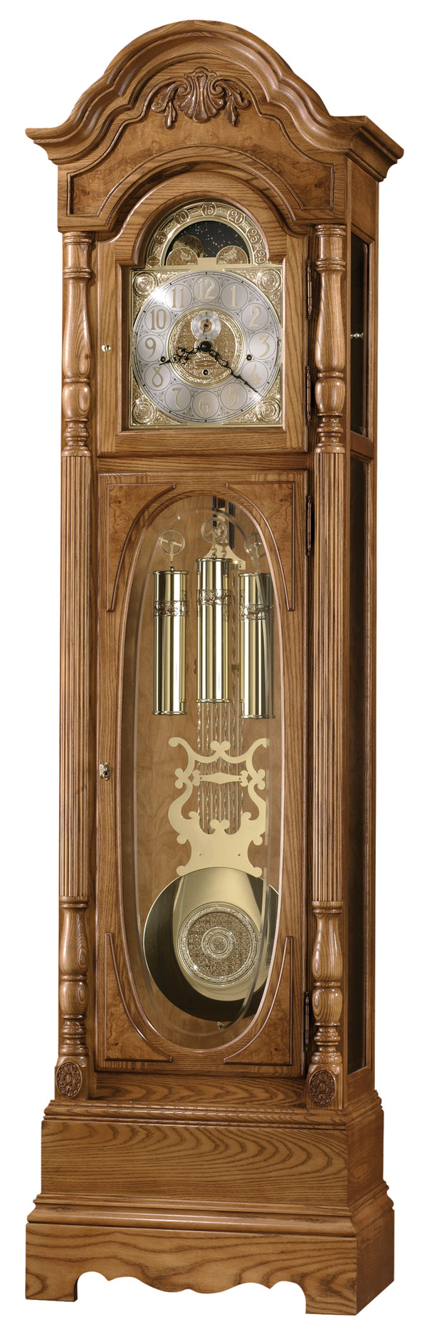 Hekman Furniture 611044 Schultz Grandfather Clock - Exquisite Golden Oak Design With Triple-chime Movement & Heirloom Features Golden Oak Schultz Grandfather Clock 611044