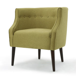 English Elm Club Chair Barrel Silhouette Button Tufted Fabric Accent Seat with Tapered Birch Legs 60007.00TEL