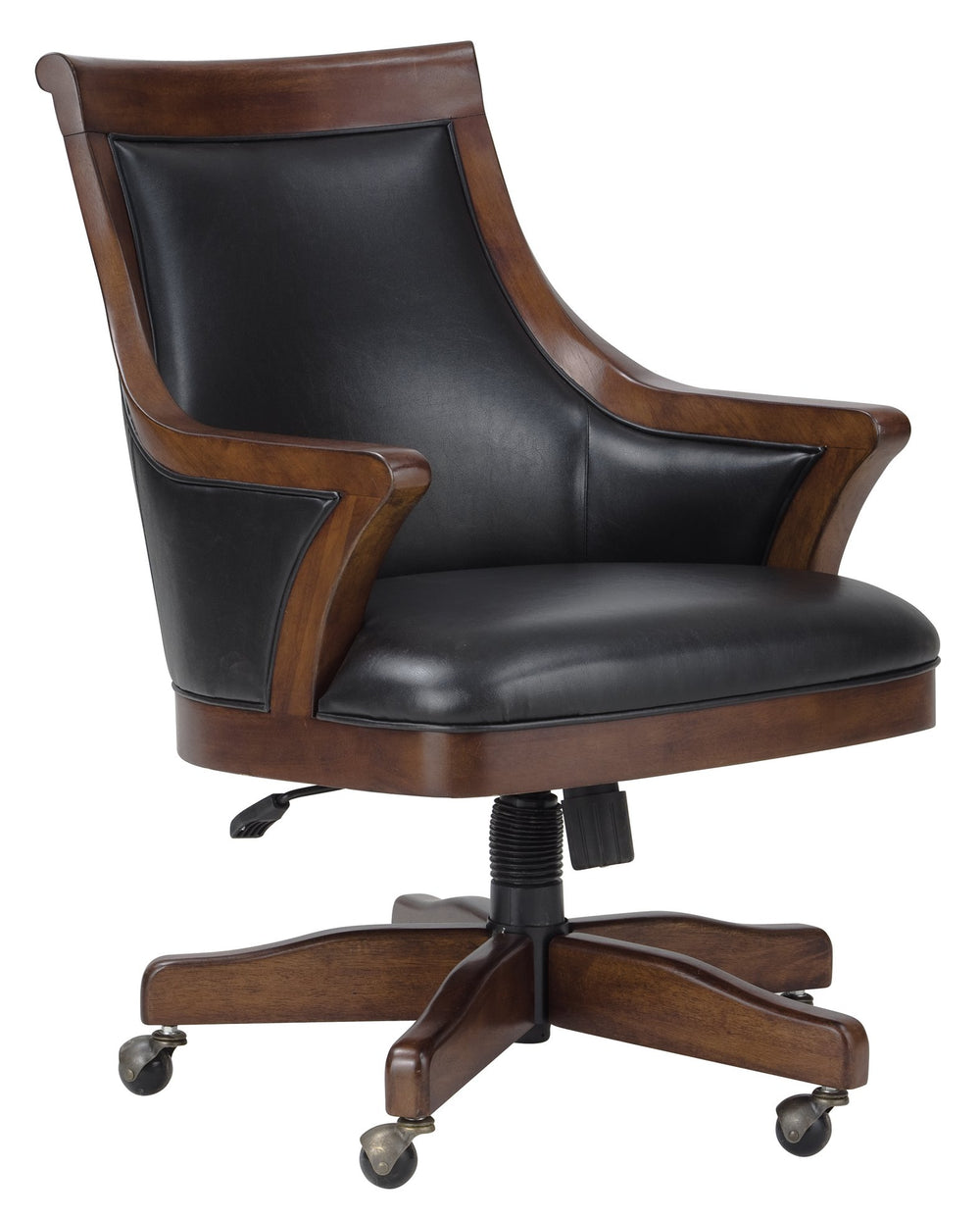 Hekman Furniture 697022 Bonavista Club Chair - Stylish Rustic Cherry Finish, Faux Leather Comfort, Adjustable & Swivel Rustic Cherry Bonavista Club Chair 697022