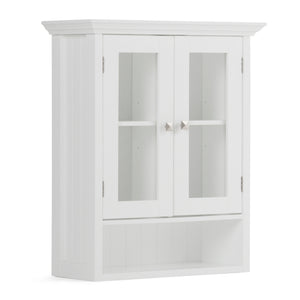 English Elm Acadian Double Door Wall Cabinet – Contemporary Pure White Storage With Adjustable Shelves & Style B136P158498